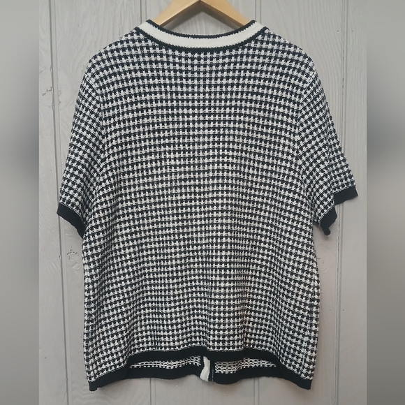 Talbots Short Sleeve Cardigan Check Jacquard Button Down Size 2X - Picture 6 of 8